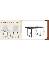Black Marble Dining Set - 55" Table & 4 Pu Chairs
