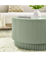 15.72-inch H-barrel coffee table, Nordic style, simple design, suitable for indoor and outdoor use, magnesium oxide material, suitable for living room