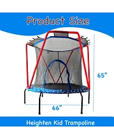 66" Trampoline for Kids Toddler Indoor Outdoor Small Trampolines for Baby with heighten net No-Gap Design for Kids