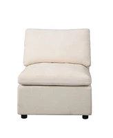 Modern Upholstered Middle Module for Modular Sectional,Sectional Sofa Couch Accent Armless Chair, Chenille Beige