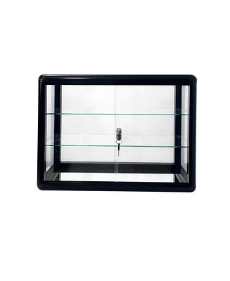 Tempered Glass Counter Top Display Showcase with Sliding Glass Door and Lock, Standard Aluminum Framing with Sliding Glass Door and Lock-display cabin