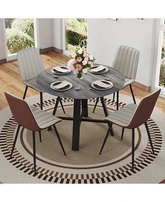 42" Round Dining Set: Gray Wood Table