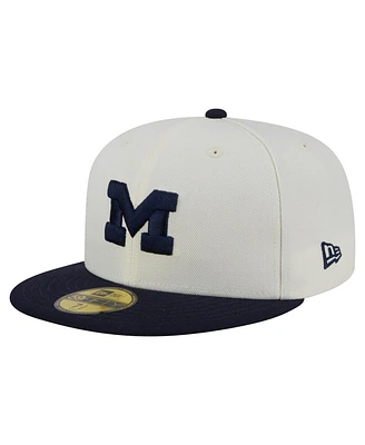 New Era Men's Cream Michigan Wolverines Chrome 59FIFTY Fitted Hat