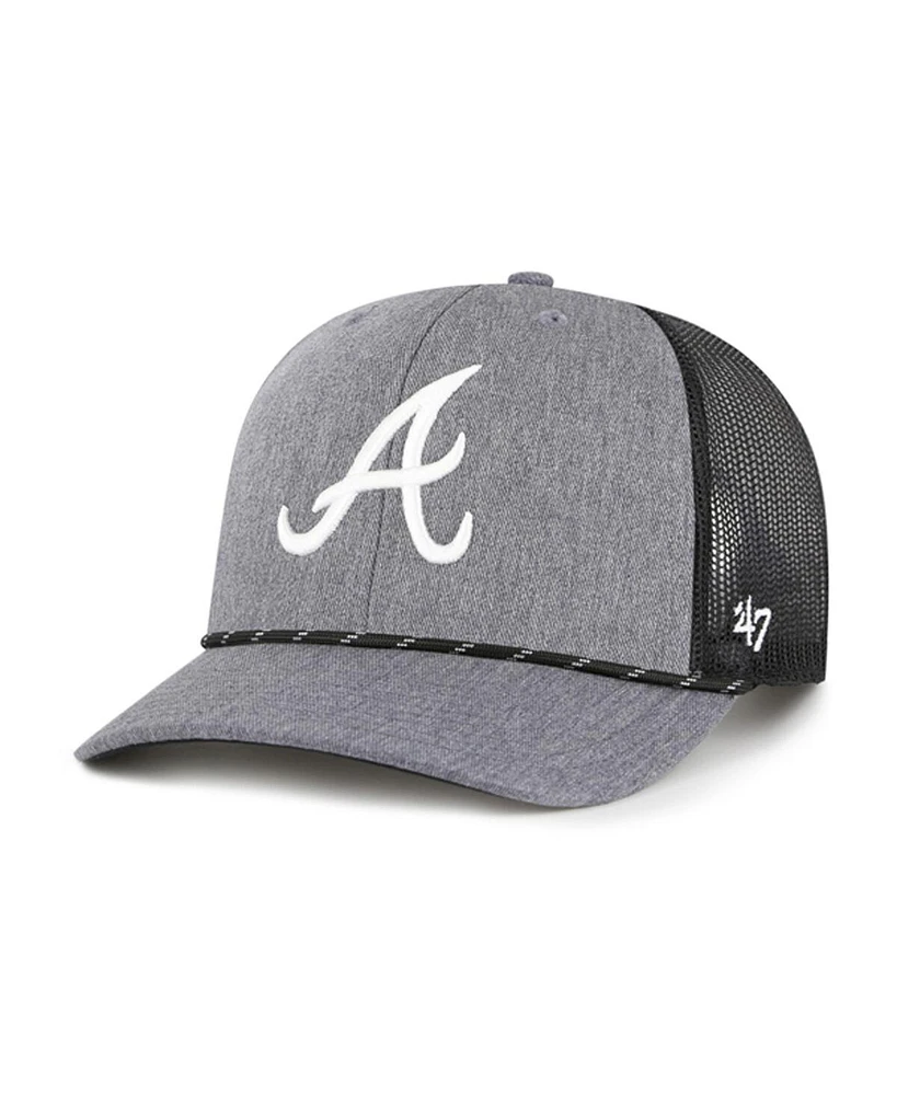 '47 Brand Men's Charcoal Atlanta Braves Carbon Rope Trucker Adjustable Hat