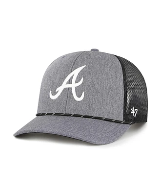 '47 Brand Men's Charcoal Atlanta Braves Carbon Rope Trucker Adjustable Hat