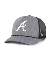 '47 Brand Men's Charcoal Atlanta Braves Carbon Rope Trucker Adjustable Hat