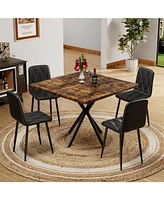 Square Faux Marble Dining Table Set for 4