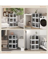 32 Gal Stackable Storage Bins with Lids, 3 Packs Collapsible Closet Organizers and Storage, Plastic Drawer Storage Container on Wheels with 5-Sided Ac