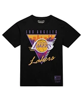 Mitchell & Ness Men's Black Los Angeles Lakers Worldwide Collection Tri-Logo T-Shirt