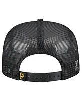New Era Men's Black Pittsburgh Pirates Retro Satin Script Golfer Adjustable Hat