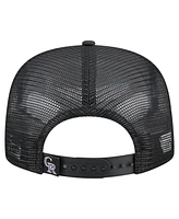 New Era Men's Black Colorado Rockies Retro Satin Script Golfer Adjustable Hat