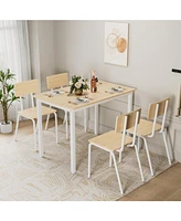 5-Piece Dining Set for 4: Kitchen Table & Chairs, Metal & Mdf, Compact