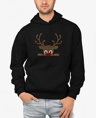 La Pop Art Men's Peeking Reindeer Word Hooded Sweatshirt
