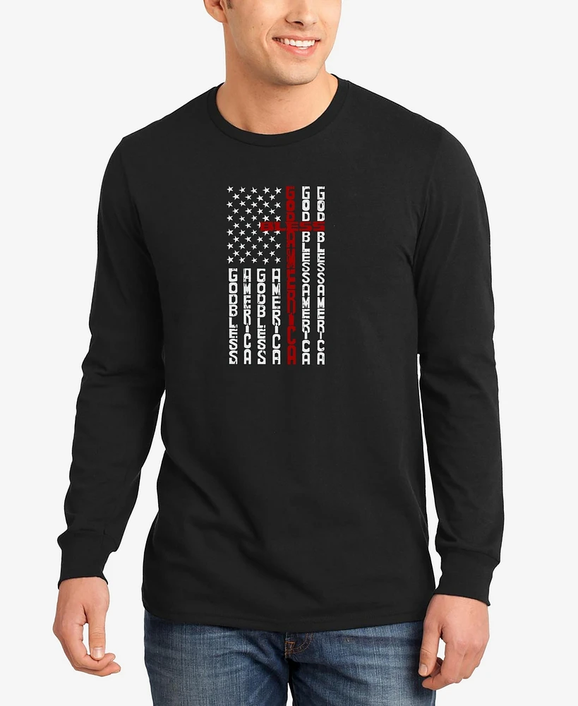 La Pop Art Men's Cross Flag Word Long Sleeve T-Shirt