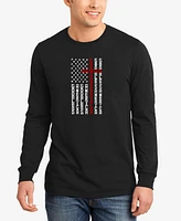 La Pop Art Men's Cross Flag Word Long Sleeve T-Shirt