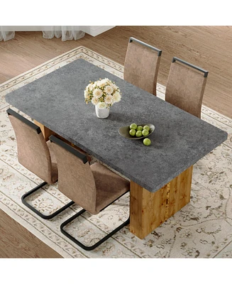 Cozy Modern Dining Set: Table (67"x35.4") + 4 Fabric Chairs