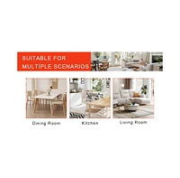Tempered Glass Dining Set with White Pu Dining Chairs