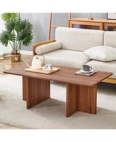 Walnut Wood Grain Coffee Table: Modern Luxury, Stable Support (44.8")