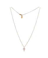 Pre-Owned Cartier Cross Pendant Necklace 18K Rose Gold with Pink Sapphires