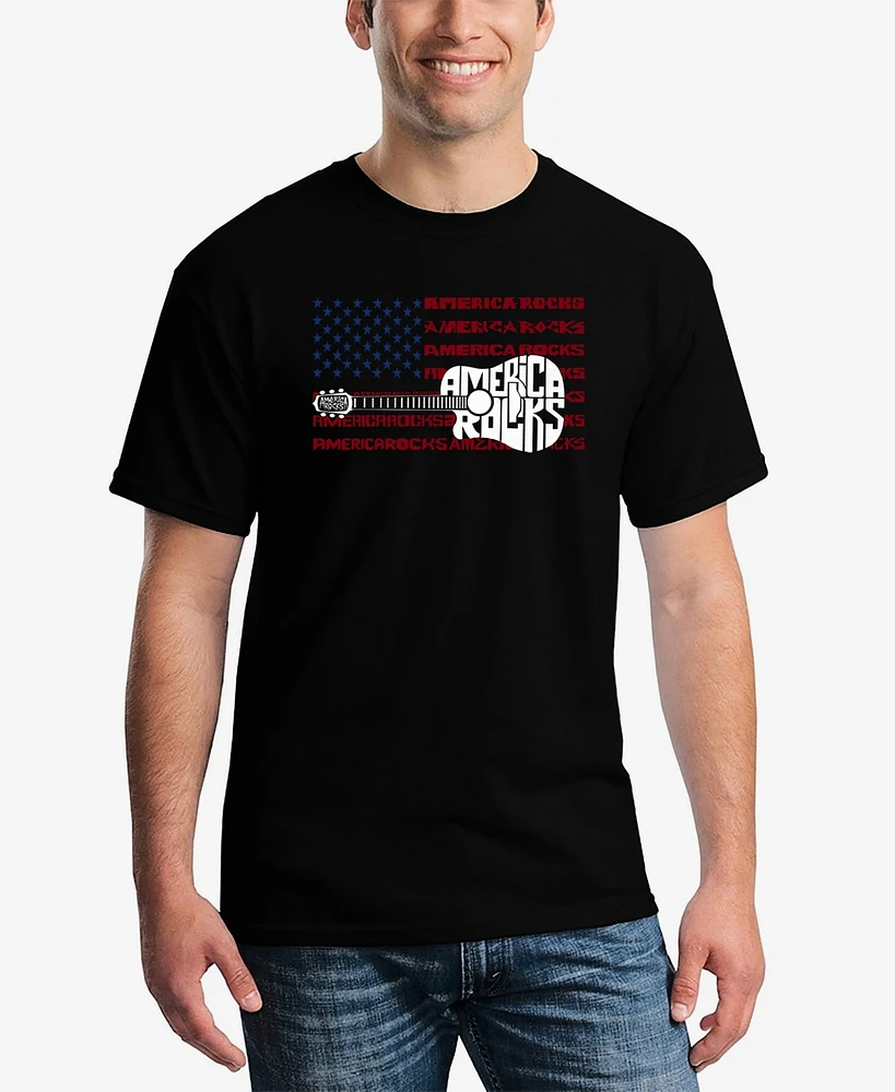 La Pop Art Men's America Rocks Word T-Shirt
