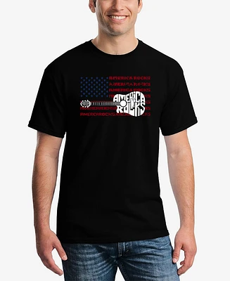 La Pop Art Men's America Rocks Word T-Shirt