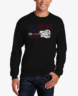 La Pop Art Men's America Rocks Word Crewneck Sweatshirt