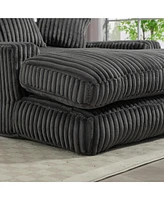Corduroy lazy sofa With 3 back pillows,Comfy Sofa- Deep Seat Couch for Living Room,Club (Dark Gray)