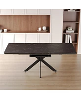 Extendable Dining Table and Armless Chair Set for 6-8 (62.4" - 78.15" Table)