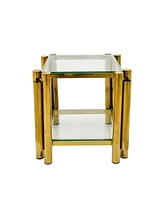 Modern 3-Piece Coffee Table Set: Stainless Steel, Clear Glass, Gold