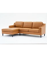 94.5 inch modern style L-shaped genuine leather sofa with chaise lounge, Left Chaise, Tan