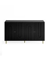 Black Lacquered 4-Door Sideboard Cabinet for Living Room and Beyond