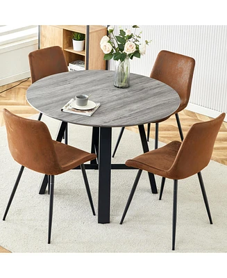 Modern 42" Round Dining Table Set with Comfortable Fabric Chairs
