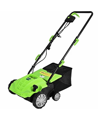 13 Inch 12 Amp Electric Scarifier with Collection Bag and Removable Blades