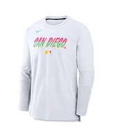 Nike Men's White San Diego Padres Authentic Collection City Connect Lightweight Player Tri-Blend Performance Long Sleeve T-Shirt