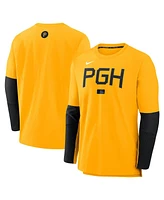 Nike Men's Gold Pittsburgh Pirates Authentic Collection City Connect Lightweight Player Tri-Blend Performance Long Sleeve T-Shirt