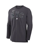 Nike Men's Anthracite New York Mets Authentic Collection City Connect Lightweight Player Tri-Blend Performance Long Sleeve T-Shirt