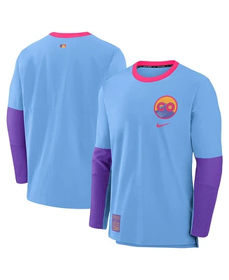 Nike Men's Light Blue/Purple Colorado Rockies 2025 City Connect Authentic Collection Lightweight Player Performance Long Sleeve T-Shirt