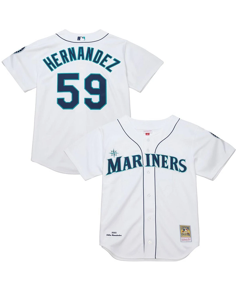 Mitchell & Ness Men's Felix Hernandez White Seattle Mariners Cooperstown Collection Authentic Jersey