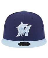 New Era Men's Navy/Light Blue Miami Marlins Color Pack 2-Tone 59FIFTY Fitted Hat