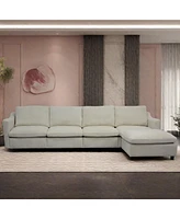 Beige Modular Cloud Sofa, Ottoman & Pillows: Modern Living Room Couch