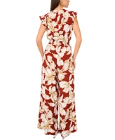 Vince Camuto Women's Printed Smocked-Waist Wide-Leg Jumpsuit