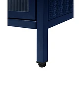 2 Doors Metal Storage Cabinet, Display Cabinet with Glass Doors, Metal Kitchen Sideboard Buffet Cabinet, Glass Storage Cabinet for Dining Room, Living