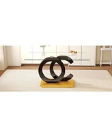 Modern Glass Dining Table - Black/Gold Base, Seats 6-8