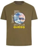Guess Men's Short Sleeve Japanese Wave Graphic Crewneck T-Shirt