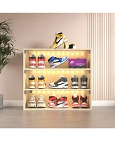 Off white Led light shoe box three layers with glass doors