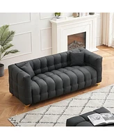 80 inches long, 21.7 inches deep, American body structure, technology fabric sofa, 3 seats waterproof and stain-proof, Black anti-cat paw sofa
