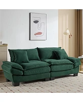 Corduroy Loveseat Sleeper Sofa with Pillows - Green