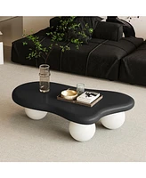 40 Inch Cloud Shaped Coffee Table with 3 Ball Legs for Living Room