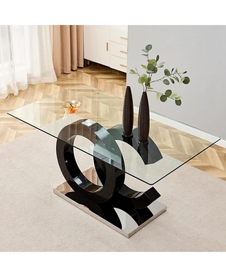 Large Rectangular Glass Dining Table - Seats 6-8