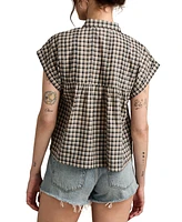 Lucky Brand Women's Cotton Pintuck Button-Front Top